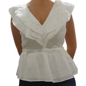 Express Elegant White Ruffle Blouse